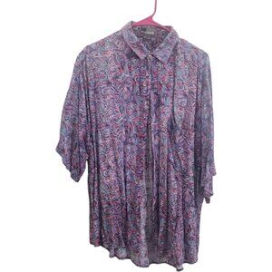 CT1890 Fierce Vintage Pink & Purple Paisley Print Shirt L